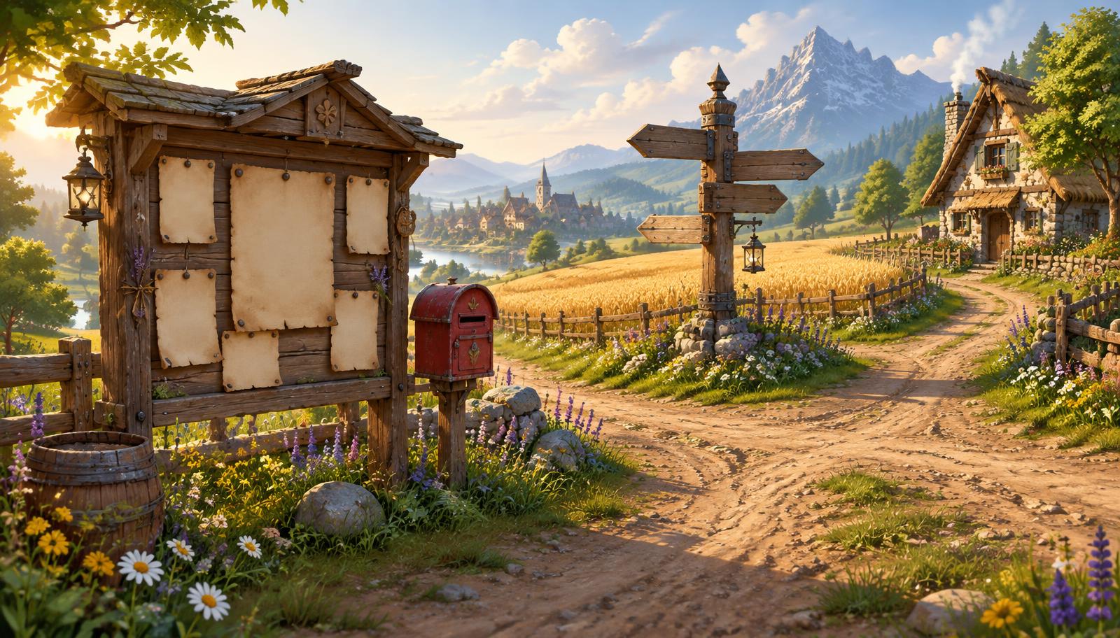 A notice board with farm quests